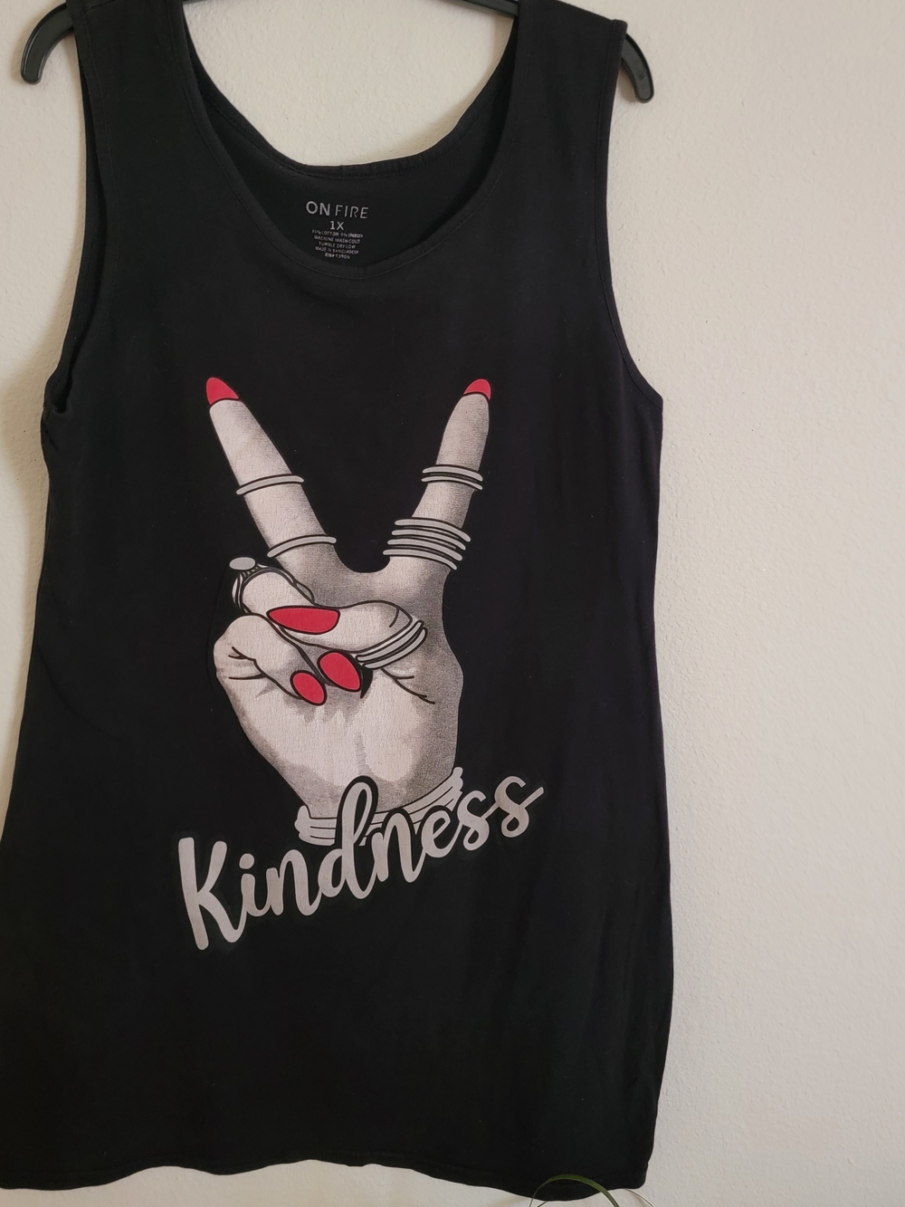 ON FIRE Black 'Kindness' Graphic Tank Top - Red Accent